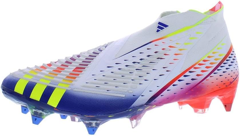 adidas Predator Edge SG Unisex Shoes Size 13.5, Color: Cloud White/Solar Yellow/Power Blue - Image 5