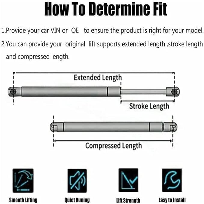 Pièces Verin Hydraulique De Coffre Pour Jeep Wrangler JK 2007-2010(No #55397060AC)-58.3cm, Vérin à Gaz De Hayon De Voiture Vérins De Levage De Capot Replacement