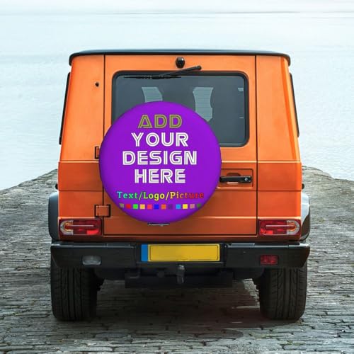 Image of Custom Spare Tire Cover with Logo Photo Text, Personalized Polyester Tire Covers Protectors for Trailer RV SUV and Many Vehicles, DarkViolet
