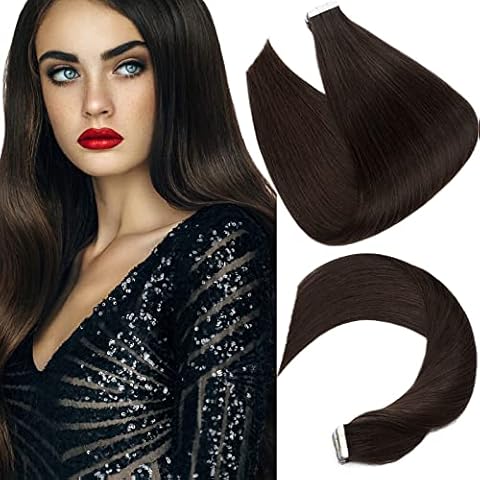 Rich Choices Tape in Hair Extensions, 40 Pcs Tape Hair Extensions Real Human Hair, 24" Real Hair Extensions, 100g Remy Hair Extensions, Straight Hair Extension #2 Dark Brown Cover