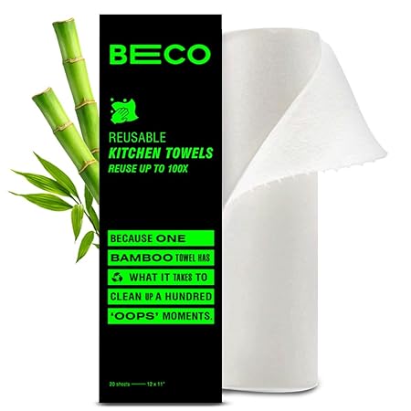 Beco Bamboo Kitchen Towels, 20 sheets Reusable upto 2000 times, 100% Natural and Ecofriendly Alternative to Tissue Papers