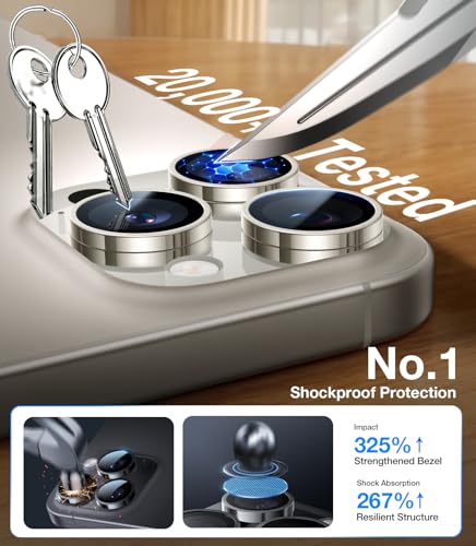 Image of UltraGlass for iPhone 16 Pro Max /16 Pro Camera Lens Protector [NO.1 Military Grade Shatterproof] iPhone 16 Pro Max Camera Protector, 16 Pro Lens Cover [Longest Durable] Easy Install, Natural Titanium