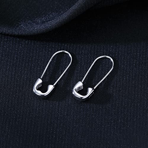 Reffeer 925 Sterling Silver Safety Pin Earrings Hoop for Women Teen Girls Paperclip Earrings Hoop Pin Cartilage Earrings4