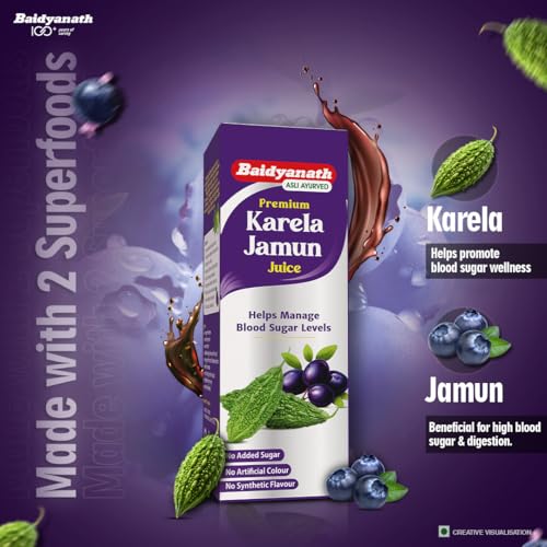 Image of Baidyanath Premium Karela Jamun Juice - 1L | Supports Healthy Blood Sugar Levels Naturally |