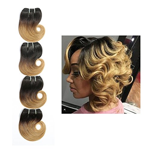 Ombre 1B 27 Human Hair Short Body Wave Bundles Two Tone Brazilian Hair 6