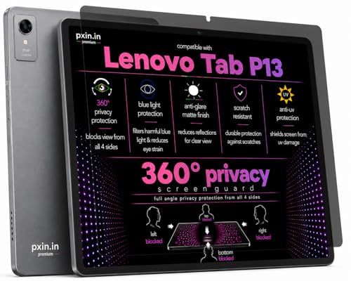 Image of Pxin 360 Pro Privacy Screen guard compatible with Lenovo Tab P13 | Anti Glare | Anti UV | Anti Blue | Anti Reflection | Privacy Filter | Unbreakable Build