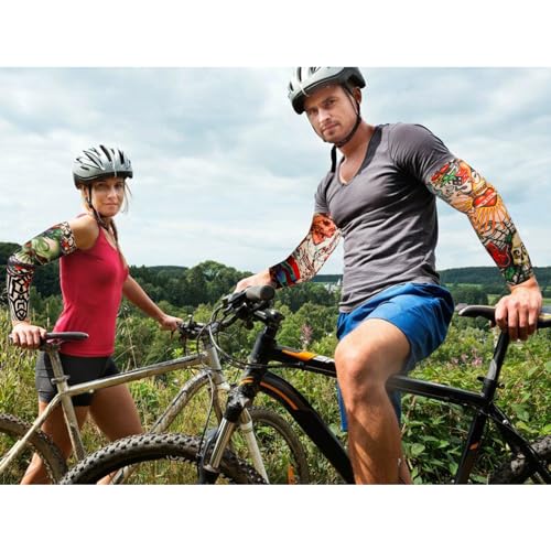 Image of YARIEW 6pcs Temporary Tattoo Sleeves for Men and Women - Fake Tattoo Covers for Arms with Sun Protection