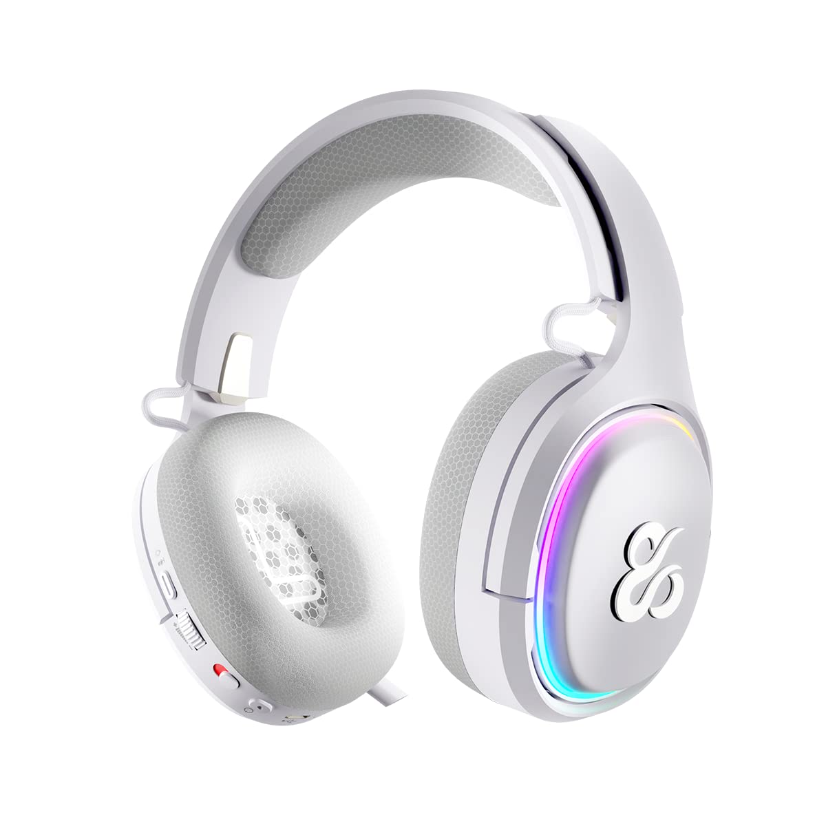 NewSkill Casque de Jeu sans Fil Aton Ivory, Microphone intégré, autonomie de 18 Heures, configurable RGB, Bluetooth 5.0, Casque d'ordinateur Ergonomique, Compatible PC/PS4/PS5/Mac/XBOX/Android Blanc