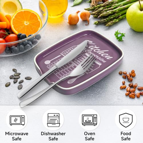 Image of Purple Spoon Rest for Stove Top, Ceramic Spoon Holder for Kitchen Counter