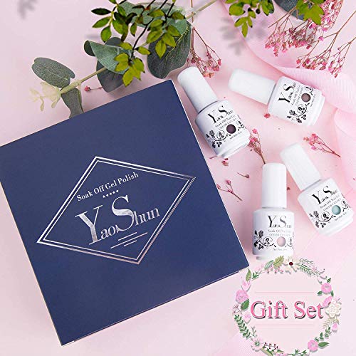 Gel Nail Polish Kit - YaoShun Gel Polish UV Nail Polish Set Gift Box Soak Off Nail Gel, UV Gel 8ml Pure Color + Temperature Color Change Gel + Magnetic Cat Eye Gel Polish #4