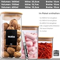 Deco haus Vorratsgläser mit Deckel luftdicht + Etiketten [6er KOMBI SET] – Ansicht 2
