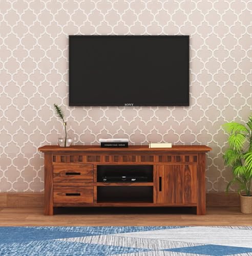 Image of Solid Rosewood Sheehsam TV Entertainment Unit| TV Stand Table| Sideboard Cabinet| Wooen TV Cabinet with Storage for Living Room & Office -Teak4