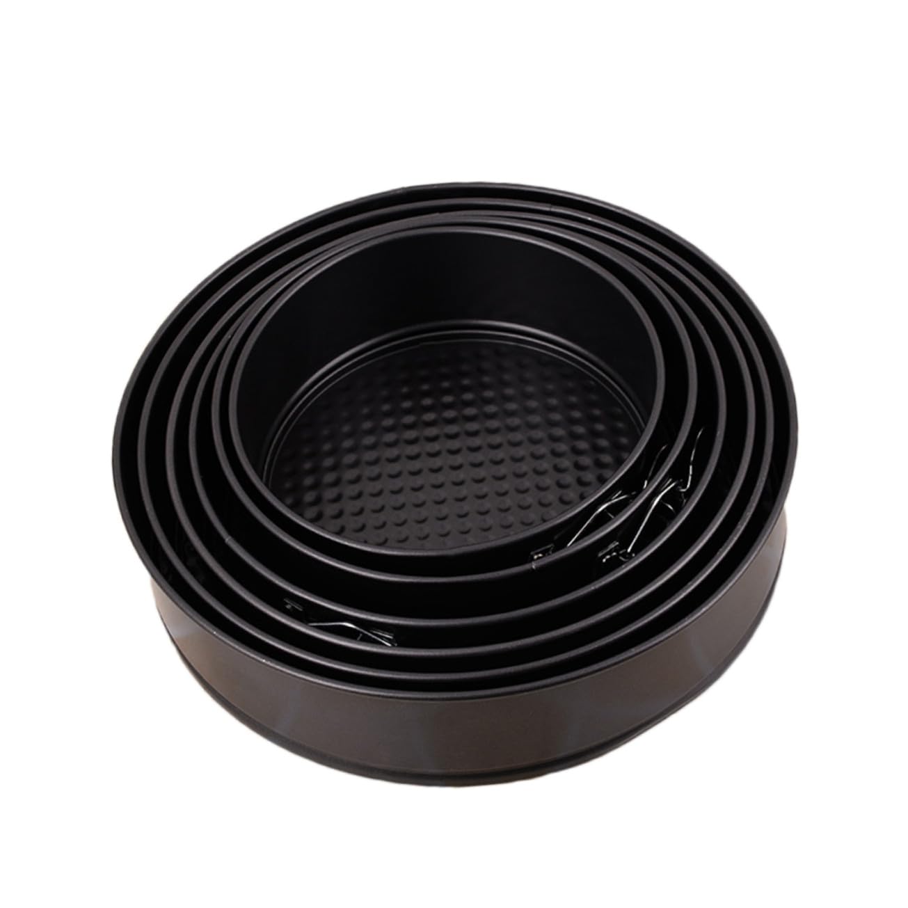 Molde Redondo Hebilla para Tartas 6 Piezas de Acero al Carbono | Negro, Fondo en Forma de Panal, Uso en Casa y Fiesta, Apto para Frigorífico