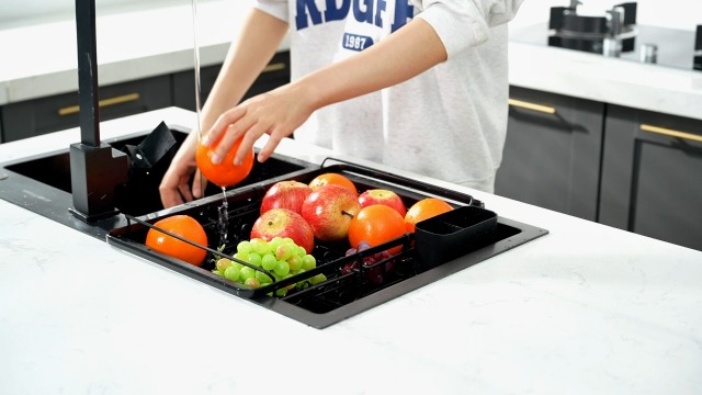 Urackify Scolapiatti Estensibile Per Lavello | Con Porta Utensili | Regolabile Da 32 A 51 Cm | Acciaio Inox