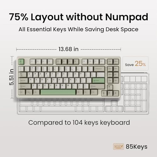Image of Kisnt KN85 Wireless Mechanical Keyboard, 75% Layout, Bluetooth /2.4GHz /USB-C, Custom RGB Backlit, Hot-Swappable Linear Switch, Creamy Sound for Gaming /Typing (Industrial Gray)