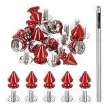 PATIKIL 12mm Tachuelas para Ropa, 24 Juegos de Puntas para Tachuelas y Puntas de Cuero Remaches de Metal Cónicos Punk con Tornillos y Perforadora para Chaqueta de Cuero Tela, Rojo