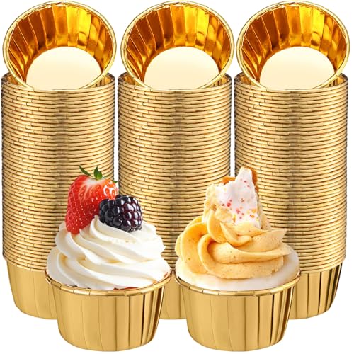 Image of 150 Pack Gold Cupcake Liners Bulk Disposable Foil Muffin Cup