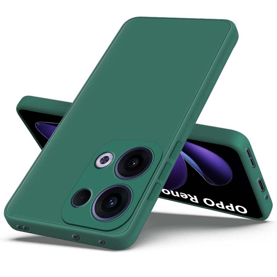 Image of Fashionury Back Cover for Oppo Reno 13 5G | Matte Soft Silicon Flexible | Camera Bump Protection | All Side Shock Proof Rubberised Back Case Cover for Oppo Reno 13 5G (Green)