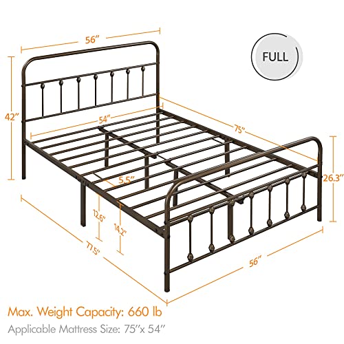 image for Yaheetech Classic Metal Platform Bed Frame Mattress Foundation with Vi