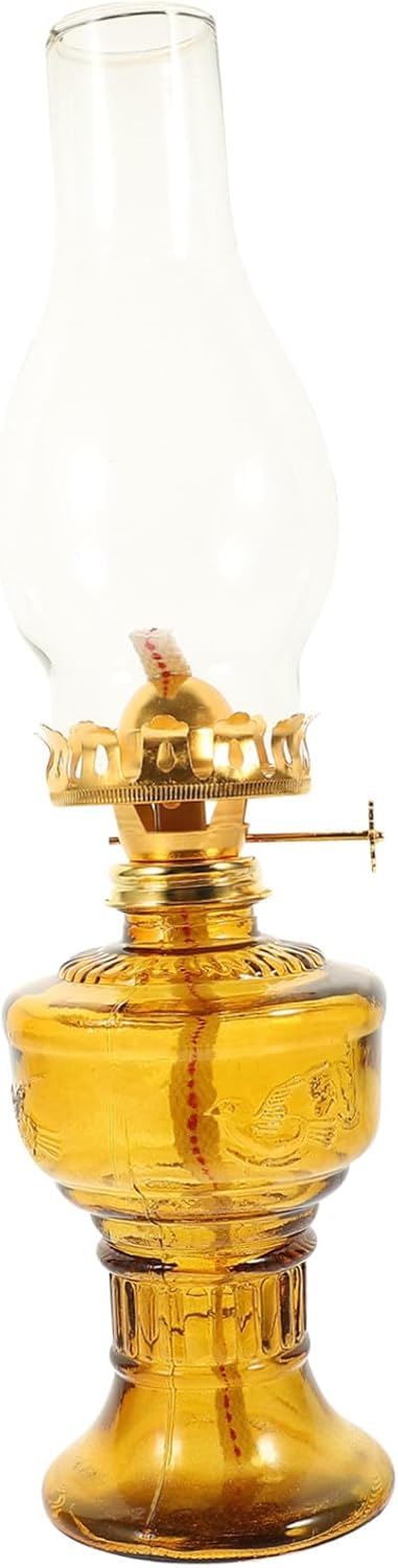 Retro Transparent Kerosene Lamp for Indoor Use Vintage Glass Oil Lantern with Wick Decorative Home Oil Lamp for Dinners Parties and Restaurant Ambiance