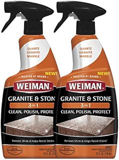 Weiman Granite Cleaner Polish and Protect 3 in 1 - 2 Pack - Streak-Free, pH Neutral Formula for Daily Use on Interior & Exterior Natural Stone