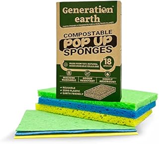 18pcs 'POP-UP' Washing Up Sponges | Compostable POP UP Sponges | Eco Washing Up Sponge | Eco Sponges Washing Up | Eco Kitchen | Cellulose Sponge | Eco Cleaning Products | Generation earth - UK Seller