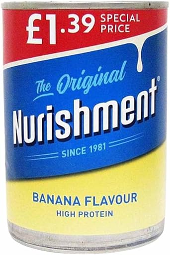 The Original Nurishment Protein Drink – 4 Flavours Variety Pack (Vanilla, Strawberry, Chocolate & Banana) High Protein, Source of Energy 400g (Pack of 12, Banana Flavour)