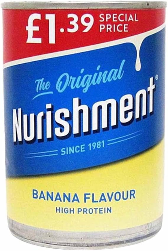 The Original Nurishment Protein Drink – 4 Flavours Variety Pack (Vanilla, Strawberry, Chocolate & Banana) High Protein, Source of Energy 400g (Pack of 12, Banana Flavour)