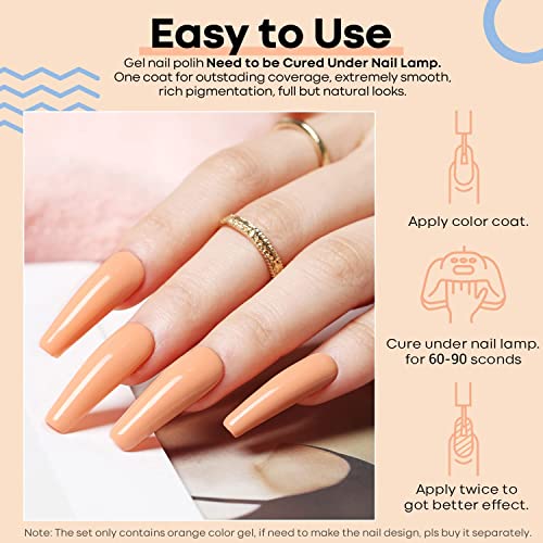 Modelones Gel Nagellack Orange, 15ml Frühlingspastell Soft Light Orange Soak Off Gel Polish Shellac Nagellack für UV/LED… – Bild 6