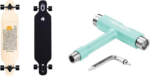 Retrospec Rift - Patineta larga completa, crucero de madera de arce canadiense con camiones abatibles para desplazamientos, cruceros, tallados y