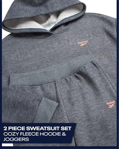 Reebok Girls Sweatsuit Set - 2 Piece Soft Long Sleeve Hoodie Sweatshirt and Sweatpants for Girls - Athletic Sweatsuit2