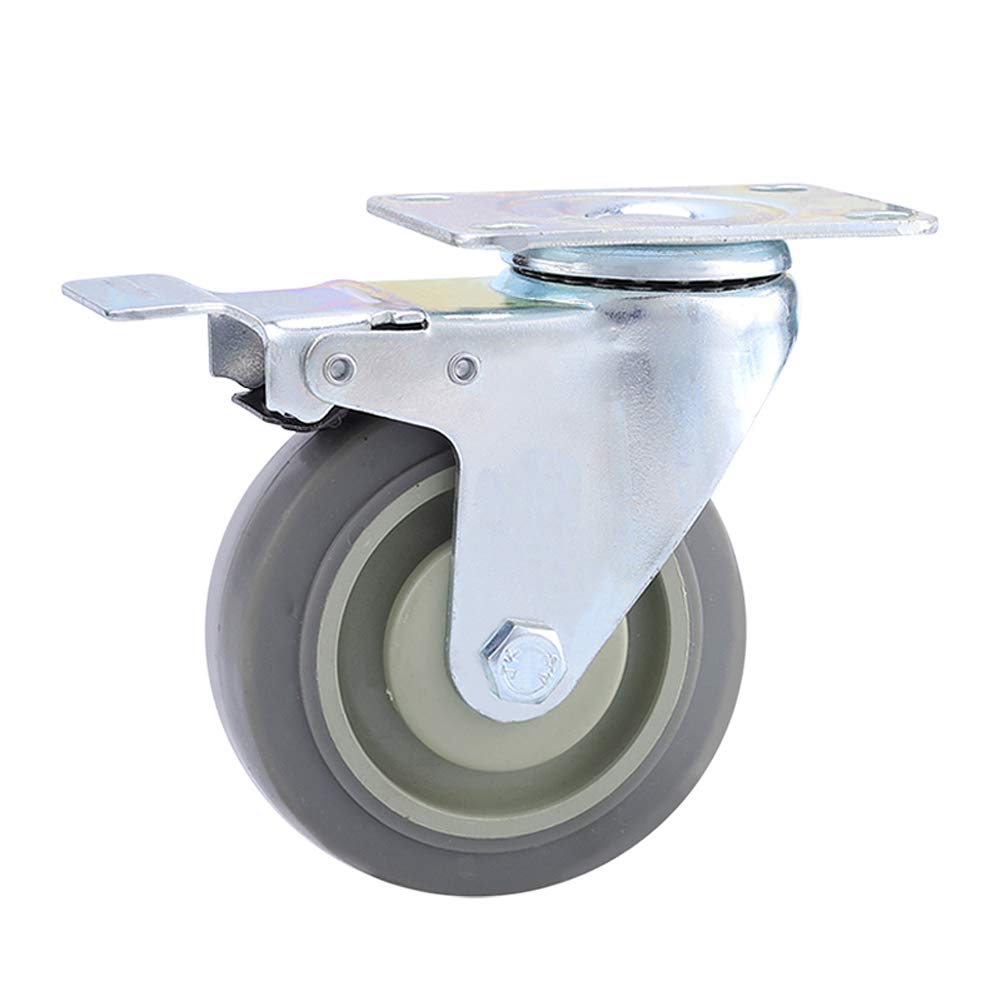 4 Möbel Schwerlastrollen Industrieller Transport Gummirollen Mit Bremse 75 mm / 100 mm / 125 mm Universal Lenkrollen 480 kg Leise Doppellager Plattenrollen