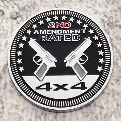 Badge Rated 4 x 4 Metal Automotive Emblem 3D Round Car Badge Decals Stickers Compatible With Jeep Wrangler Vehicles Trucks SUV (Style E)