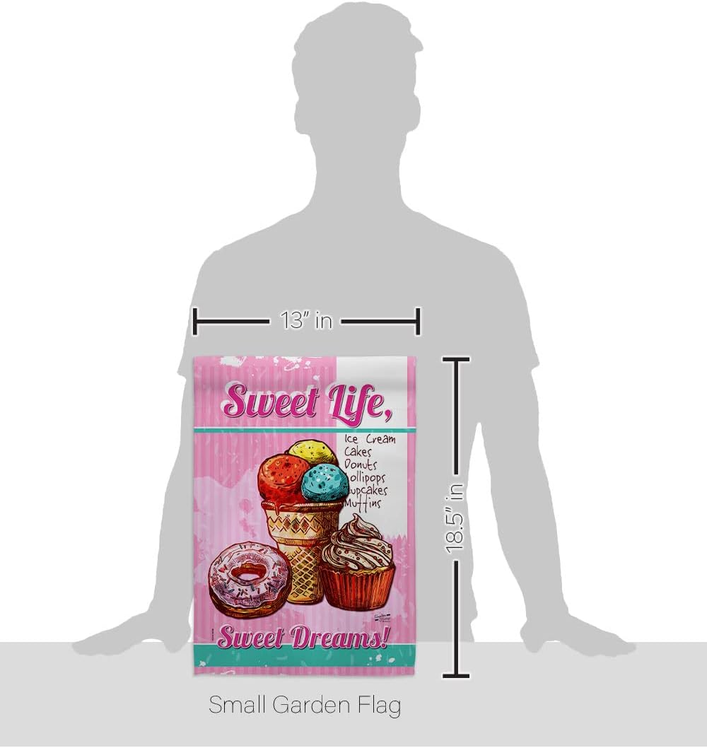 Sweet Life Garden Flag Food Pie Candy Donut Popsicle Dessert Ice Cream Cake House Decoration Banner Small Yard Gift Double-Sided, Made in USA