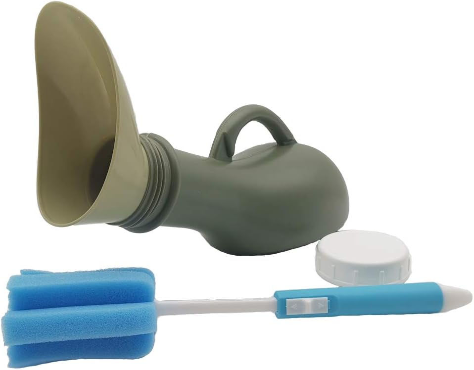 Thickened Portable Unisex Urinal Bottle for Men and Women with A Retractable Cleaning Brush(1000ml, Dark Green) : Health & Household