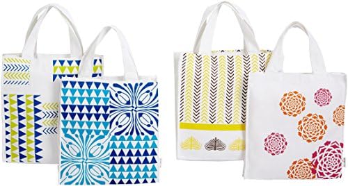 Large COTTON CANVAS Reusable shopping/grocery Bags - Kaleidocope Series(4 Bags) from CARRYPLUS โฆ