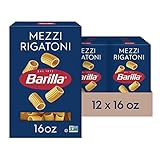 Barilla Mezzi Rigatoni Pasta, 16 oz. Box (Pack of 12) - Non-GMO Pasta Made with Durum Wheat Semolina - Kosher Certified Pasta