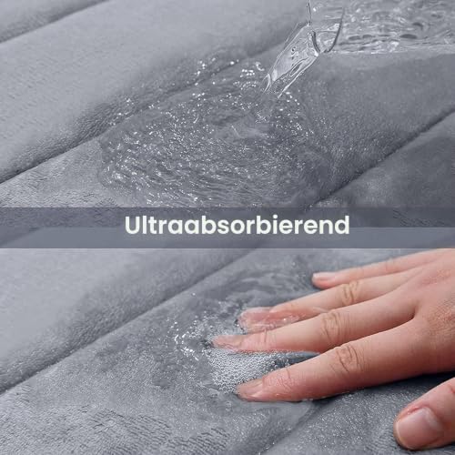 Homaxy Memory Foam Komfortabel Dick Badezimmerteppich, 51 x 76 cm, Grau – Ansicht 4