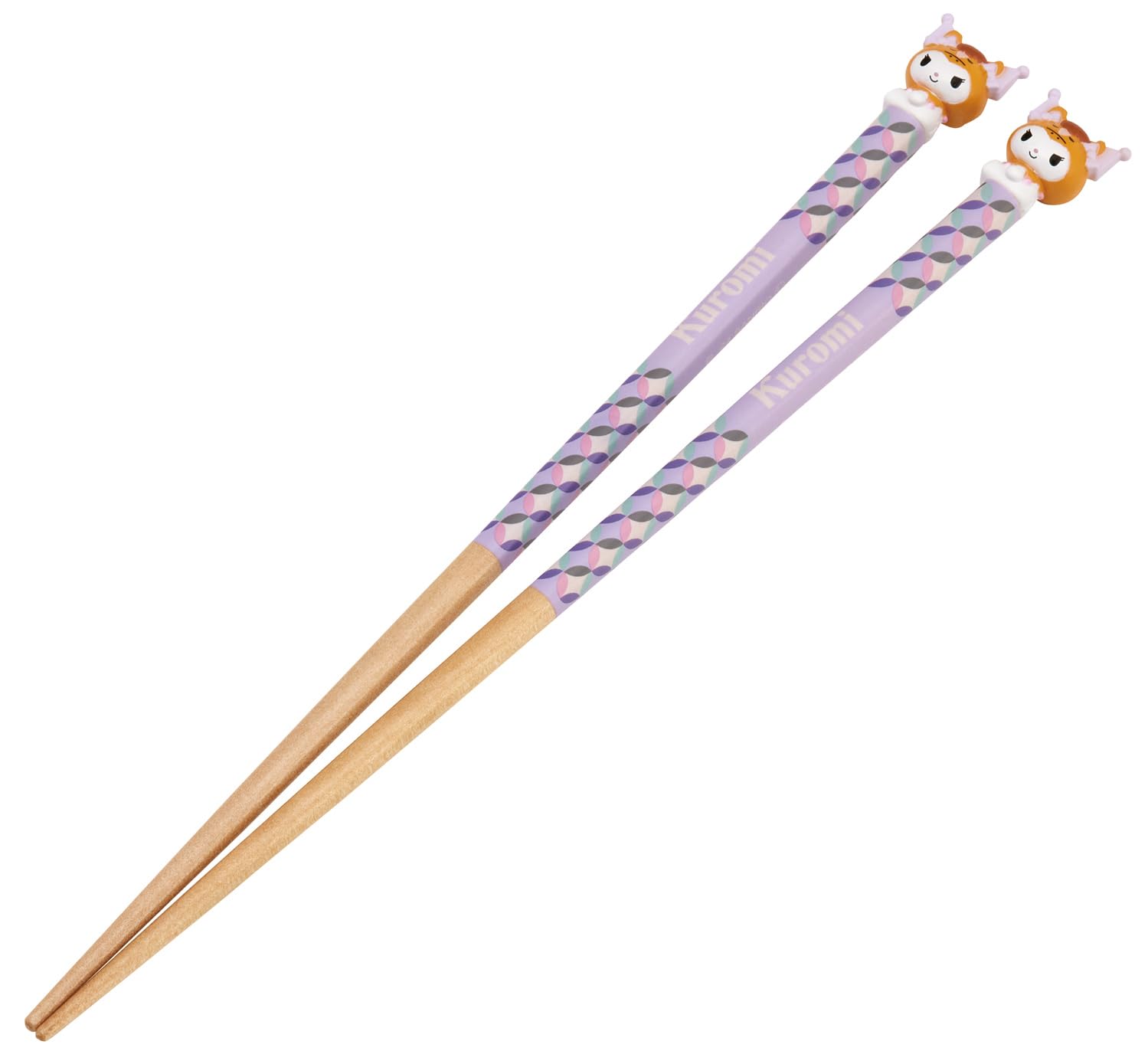 Sanrio Kuromi Painted Wood Chopsticks 8.3in with Mascot Charm Skater Japan