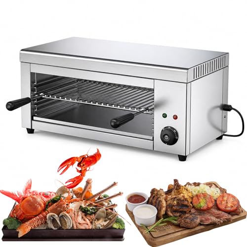 RUODATONLY Horno Salamandra para Hostelería Tostador (Potencia: 2.000 W, Temperatura: 50-300 °C, Carcasa de Acero Inoxidable), Montaje en Pared o sobremesa, para sándwiches y Asar filetes
