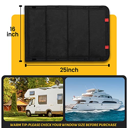 Image of funomo RV Door Window Shade, Foldable Hook and Loop Fastener RV Blackout Window Cover, UV Rays Protection Camper Trailer Door Window Cover, Waterproof Thickened Oxford Fabric (Black-R)