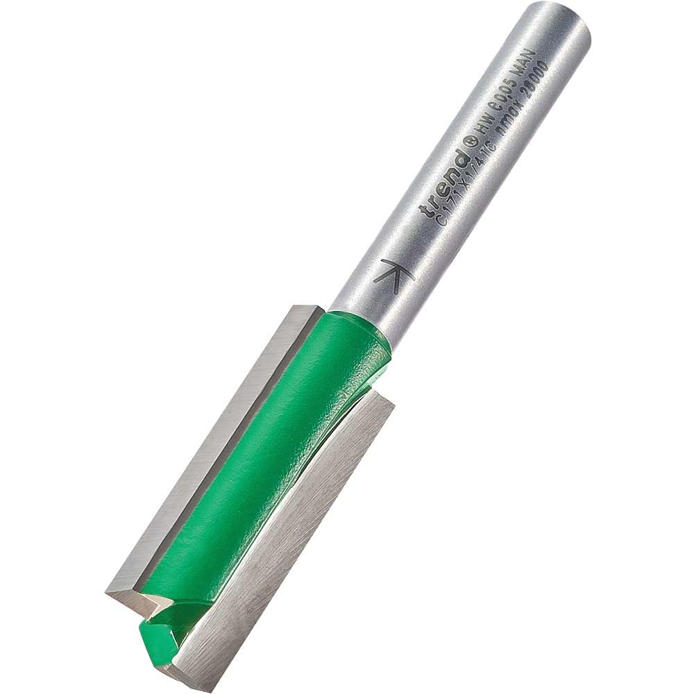 Trend Silver Craftpro Straight Two Flute Router Cutter Bit, 1/4 Inch Shank, 12Mm Cut Diameter & 32Mm Cut Length, Tungsten Carbide Tipped, C171x1/4Tc