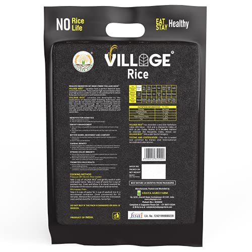Image of Village Rice Highest Soluble High Dietary Fiber Rice with High Protein, Low Glycemic Index (GI) - 2Kg, Pack of 1 Kg X 2 (2KG)