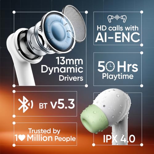 Image of Mivi DuoPods Thunder Earbuds, 60H Playtime, BT 5.3, AI ENC, TWS Buds