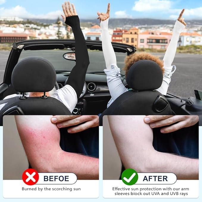 Image of Luminex Commerce Cooling Arm Sleeves for Men & Women, UV Sun Protection Hand Sleeves, Cricket, Motorcycle, Golf
