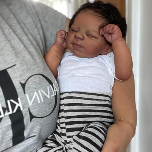 Muñeco Reborn Bebé 18 Pulgadas Negro Realista miniatura 4