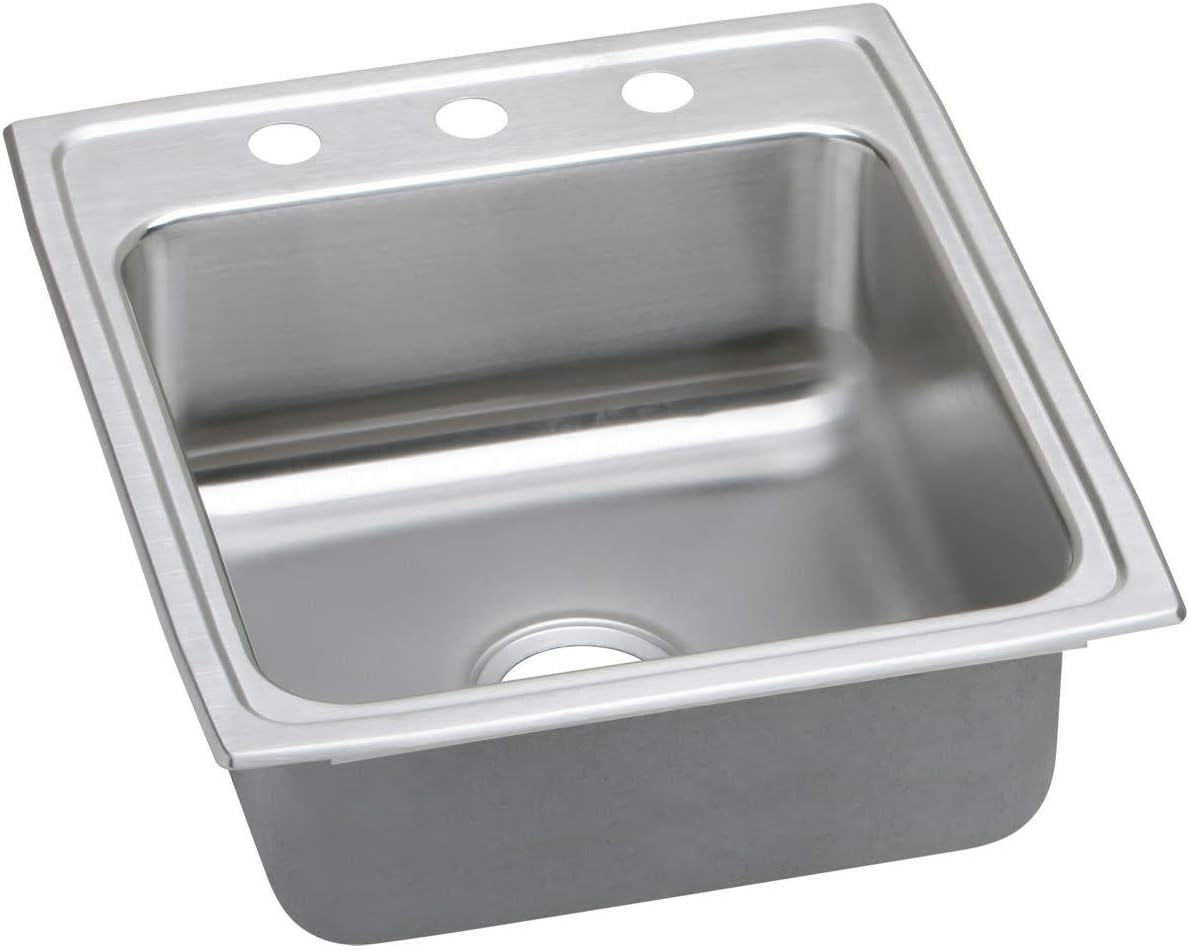 Elkay LR20222 2-Hole Gourmet 22-Inch x 19-1/2-Inch Single Basin Drop-In Stainless Steel Kitchen Sink