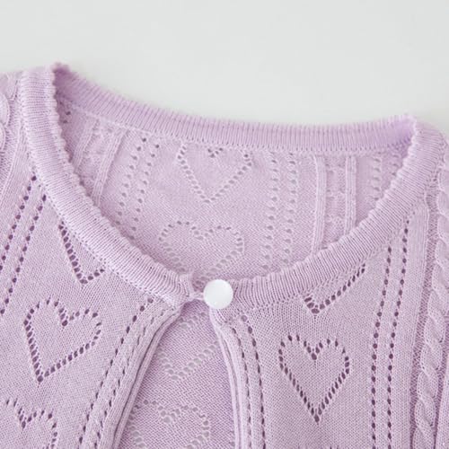 iiniim Toddler Little Girl Cotton Bolero Shrug Cardigans Long Sleeve Crewneck Hollow Knit Sweaters3