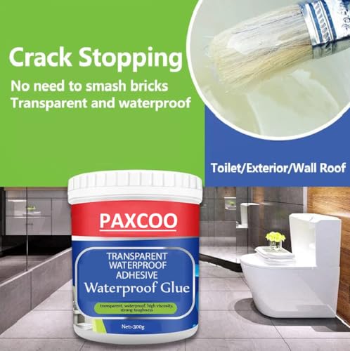 Image of PAXCOO Transparent Waterproof Glue With Brush, Leakage Protection Outdoor Bathroom Wall Tile Window Roof Adhesive, Super Clear Invisible Agent Glue Shower, Super Strong Bonding Sealant Waterproof Gel