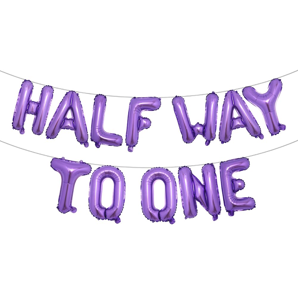 Half Way To One Birthday Decorations 6 Months Half Birthday Party Supplies (Purple)